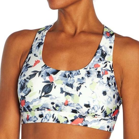 Marika Other - NWT White & Blue Abstract Floral Multi-Strap Avianna Sports Bra